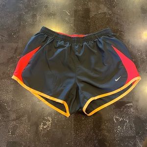 Nike Women's Running Shorts. Dark Grey, Pink, & Orange. Size: S